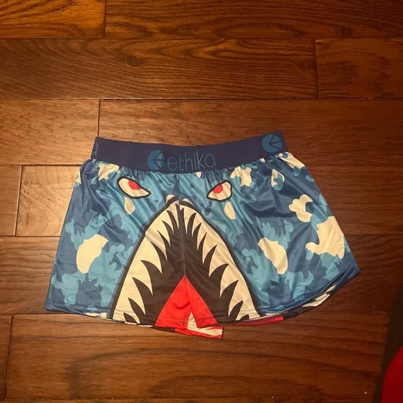 Ethika Blue Shark Print Sports Bra and Shorts Set - Picture 3 of 3